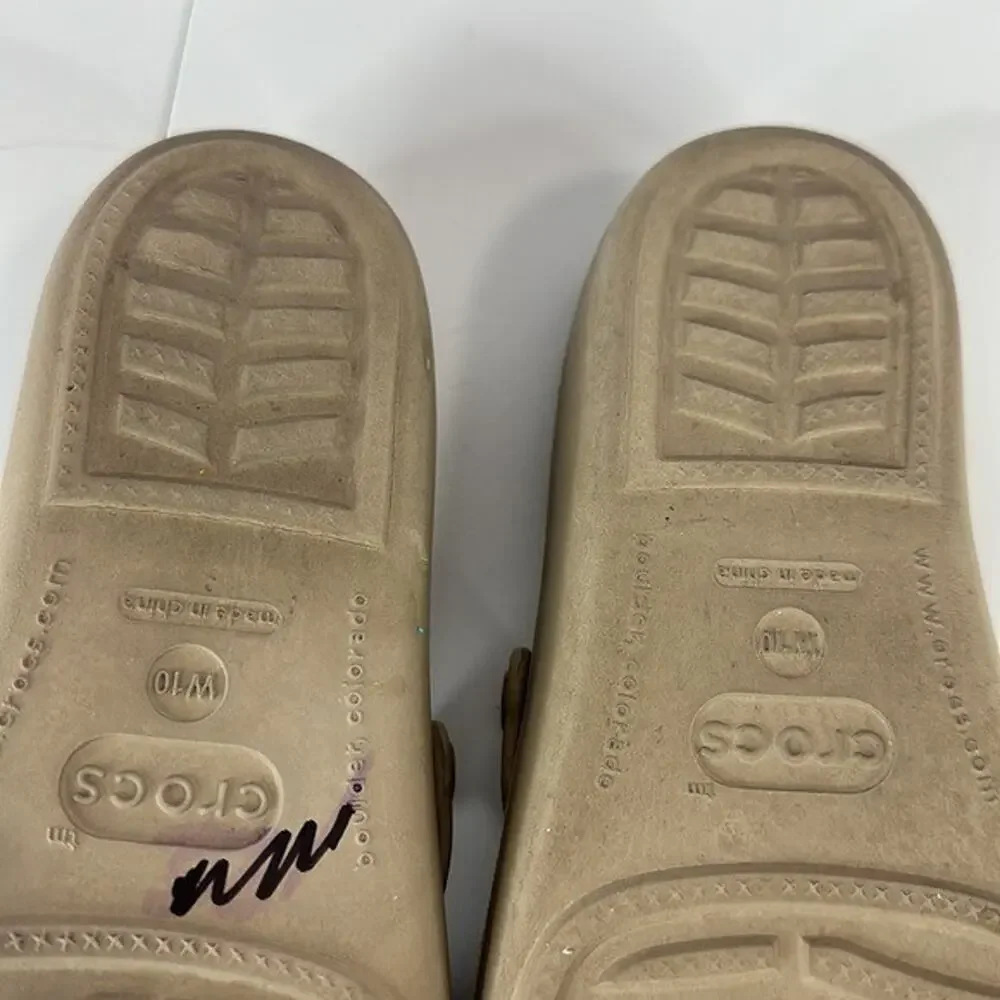 Crocs Wedge Sandal Womens‎ 10 Tan Slip on Open Toe Comfort Casual Light Weight